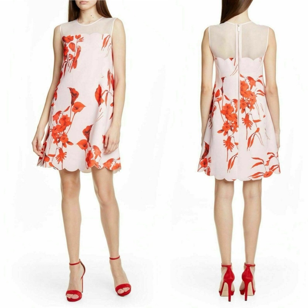 Ted Baker NWT Pink Jaazmin Fantasia Scallop Minidress Preppy Cocktail Size1US0-2